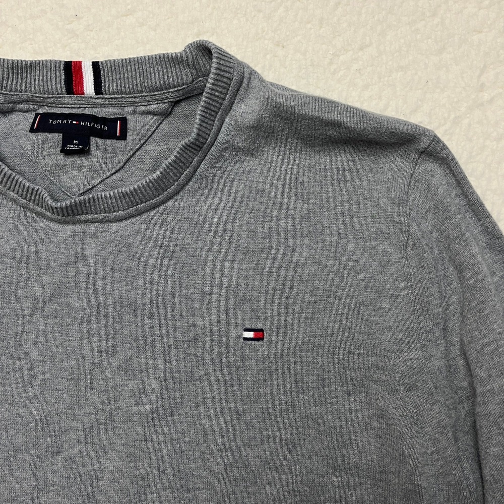Tommy Hilfiger Sweater Mens M Gray Crewneck Pullover 78J8322 Long Sleeve Cotton
